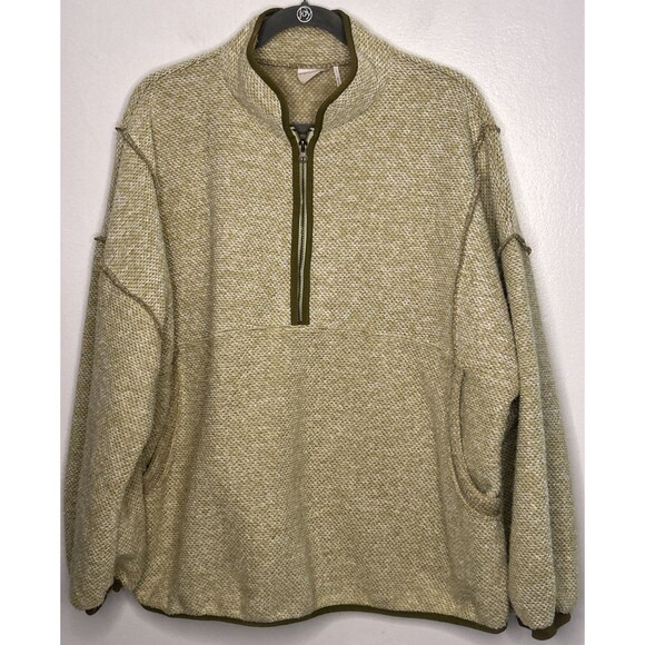 OUT FROM UNDER Brook 1/4 Zip Large Pullover Sweatshirt Urban Outfitters Green - Picture 2 of 5